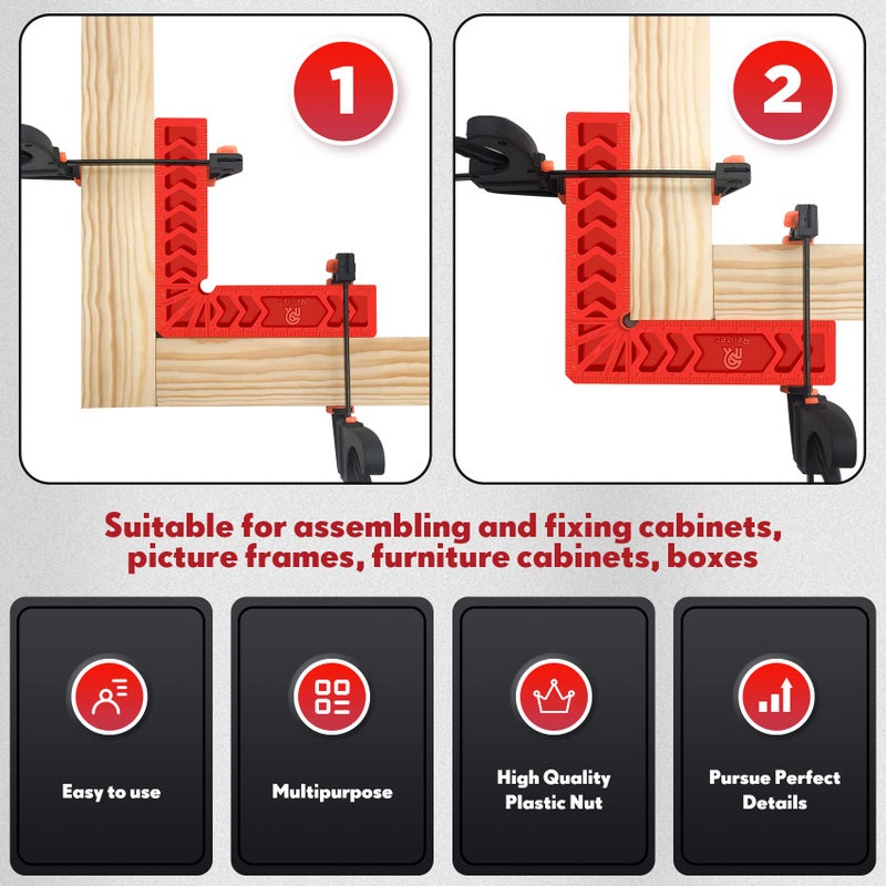 Relitec R Positioning Squares, 90 Degree Corner Clamp, Right Angle Clamp Woodworking Tool, Carpentry Squares, Carpenter Tool for Picture Frames, Cabinets or Drawers, Set of 6ï¼ˆ3" 4"6"ï¼‰ - Image 4